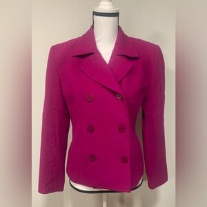 Valerie Steven Fuscia Vintage Blazer Jacket Double Breasted Lambswool Angora 4P